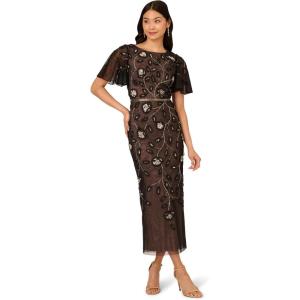 imageAdrianna Papell Womens Beaded Mesh Column DressBlackRosegold