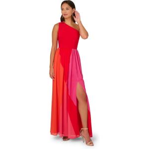 imageAdrianna Papell Womens Color Block Chiffon DressRed Multi