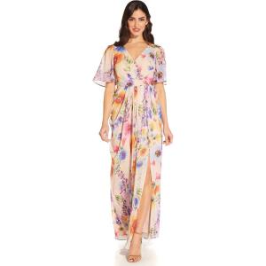 imageAdrianna Papell Womens Floral Printed Chiffon GownPraline Multi