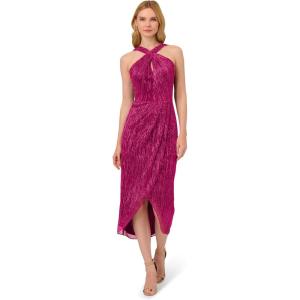 imageAdrianna Papell Womens Halter Crinkle Metallic DressMagenta