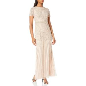 imageAdrianna Papell Womens Long Beaded DressChampagne Sand