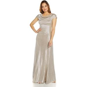 imageAdrianna Papell Womens Metallic Knit GownAlabaster