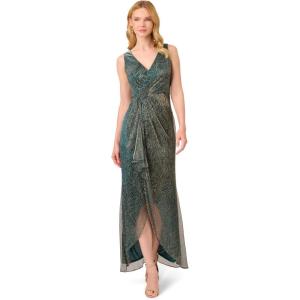 imageAdrianna Papell Womens Metallic Mesh Cascade GownSpecial Occasion DressEvergreen