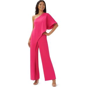 imageAdrianna Papell Womens PlusSize One Shoulder Crepe Melania Jumpsuit PlusWatermelon Bliss