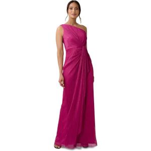 imageAdrianna Papell Womens Stardust Pleated Draped GownMagenta