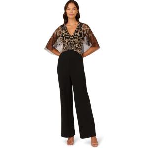 imageAdrianna Papell womens Beaded Crepe JumpsuitBlackRosegold