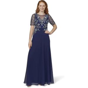 imageAdrianna Papell Womens Beaded Chiffon GownLight Navy