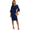 imageAdrianna Papell Knit Crepe Tiered Sleeve Dress Navy SateenNavy Sateen