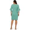 imageAdrianna Papell Knit Crepe Tiered Sleeve Dress Navy SateenSmoky Jade