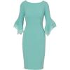 imageAdrianna Papell Knit Crepe Tiered Sleeve Dress Navy SateenSmoky Jade