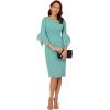 imageAdrianna Papell Knit Crepe Tiered Sleeve Dress Navy SateenSmoky Jade