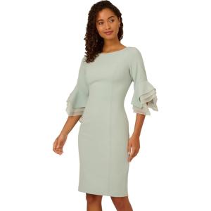 imageAdrianna Papell Knit Crepe Tiered Sleeve Dress Navy SateenIcy Sage