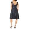 image:imageAdrianna Papell Womens Embroidered Midi Cocktail DressMidnight