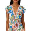 image:imageAdrianna Papell Womens Printed Midi DressBlueGreen Multi