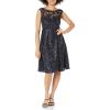 image:imageAdrianna Papell Womens Embroidered Midi Cocktail DressMidnight