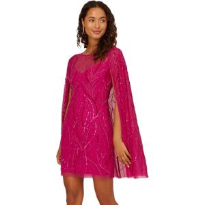 image:imageAdrianna Papell Womens Beaded Short Cape Sleeve DressHot Orchid