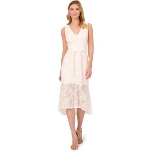 image:imageAdrianna Papell Womens Lace Midi Flounce DressIvory