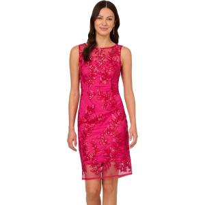 image:imageAdrianna Papell Womens Sequin Leaf Sheath DressHot Pink