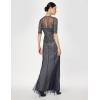 image:imageAdrianna Papell Womens Beaded Illusion Dress  Long Sequin Evening Dress with Fitted Bodice amp Tulle Skirt OverlayNavy
