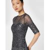 image:imageAdrianna Papell Womens Beaded Illusion Dress  Long Sequin Evening Dress with Fitted Bodice amp Tulle Skirt OverlayNavy