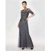 image:imageAdrianna Papell Womens Beaded Illusion Dress  Long Sequin Evening Dress with Fitted Bodice amp Tulle Skirt OverlayNavy