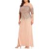 image:imageAdrianna Papell Womens Beaded Illusion Dress  Long Sequin Evening Dress with Fitted Bodice amp Tulle Skirt OverlayRosegold