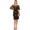 image:imageAdrianna Papell Womens Beaded Illusion Neck DressBlackGold