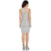 image:imageAdrianna Papell Womens Beaded Illusion SheathSilver Mist