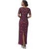 image:imageAdrianna Papell Womens Beaded Long 3D Floral DressCassis