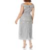 image:imageAdrianna Papell Womens Beaded Long GownSilver Mist