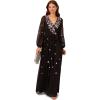 image:imageAdrianna Papell Womens Beaded Long Sleeve GownBlack Multi