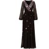 image:imageAdrianna Papell Womens Beaded Long Sleeve GownBlack Multi