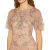 image:imageAdrianna Papell Womens Beaded Mesh Sheath DressRose Gold