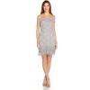 image:imageAdrianna Papell Womens Beaded Off Shoulder GownBridal Silver