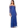 image:imageAdrianna Papell Womens Beaded Off Shoulder GownBrilliant Sapphire