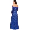 image:imageAdrianna Papell Womens Beaded Off Shoulder GownBrilliant Sapphire