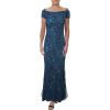 image:imageAdrianna Papell Womens Beaded Off Shoulder GownDeep Blue