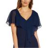 image:imageAdrianna Papell Womens Chiffon and Crepe Cascade Mermaid GownBlue