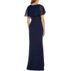 image:imageAdrianna Papell Womens Chiffon and Crepe Cascade Mermaid GownBlue