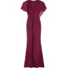 image:imageAdrianna Papell Womens Chiffon and Crepe Cascade Mermaid GownBright Burgundy
