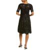 image:imageAdrianna Papell Womens Embroidered Lace Midi DressBlack