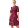 image:imageAdrianna Papell Womens Embroidered Lace Midi DressRed Wine