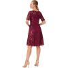 image:imageAdrianna Papell Womens Embroidered Lace Midi DressRed Wine