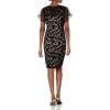 image:imageAdrianna Papell Womens Flutter Sleeve Floral Velvet Short DressBlackRosegold