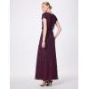 image:imageAdrianna Papell Womens Short Sleeve Blouson Beaded GownCassis
