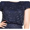 image:imageAdrianna Papell Womens Short Sleeve Blouson Beaded GownNavy