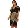 image:imageAidan Mattox Womens Beaded Dolman Sleeve Faux WrapBlack Multi