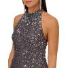 image:imageAidan Mattox Womens Mock Neck Halter Beaded Swing DressGunmetal