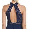 image:imageAidan by Aidan Mattox Womens Crepe and lace Mockneck Halter Cocktail Dress Navy 6
