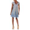 image:imageAidan by Aidan Mattox Womens Short Sleeve Beaded Fit and Flare Cocktail Dress Prussian 8